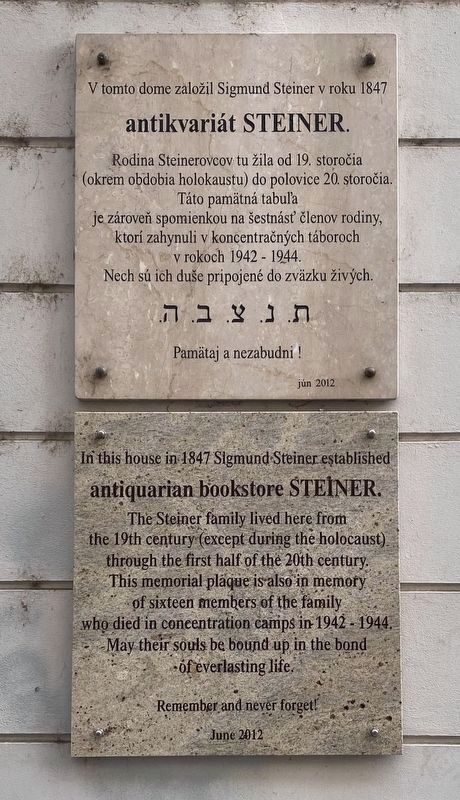 Antikvari�t Steiner / Antiquarian Bookstore Steiner Marker image. Click for full size.