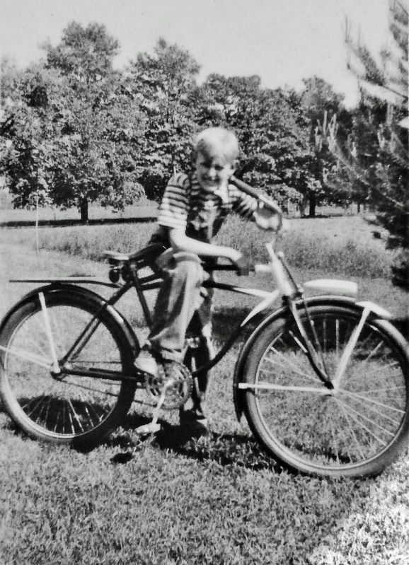 Marker detail: Ted DeYoung with Bicycle image. Click for full size.