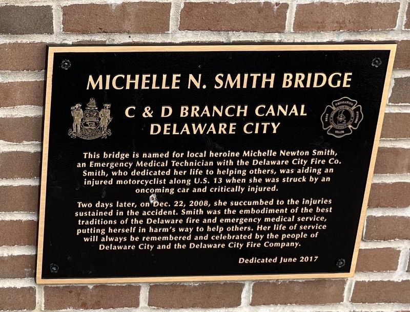 Michelle N. Smith Bridge Marker. Click for full size. Michelle N. Smith Bridge Marker image. Click for full size.