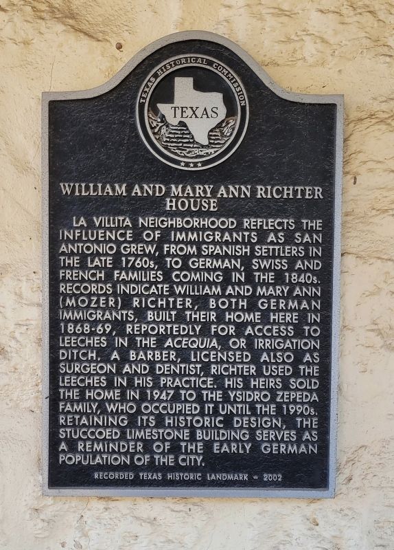 William and Mary Ann Richter House Marker image. Click for full size.