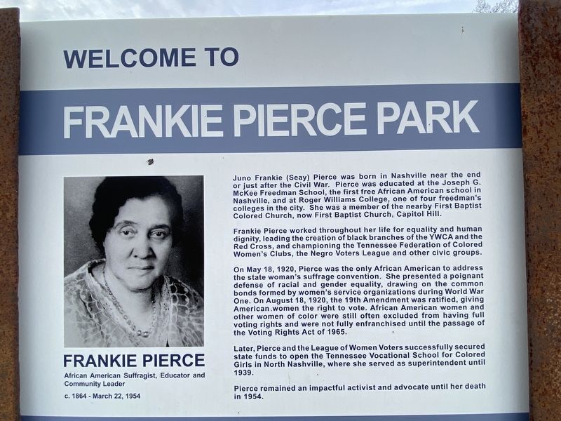 Welcome to Frankie Pierce Park Marker image. Click for full size.