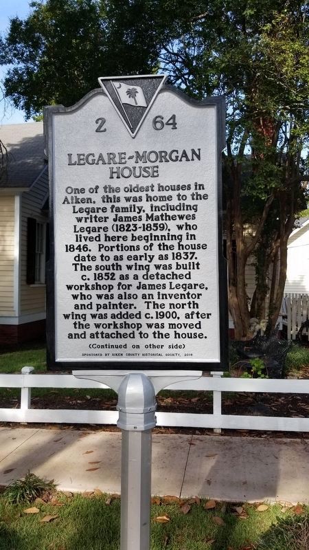 Legare-Morgan House Marker (front) image. Click for full size.