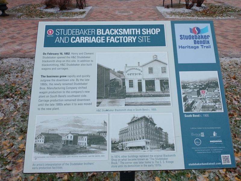 Studebaker Blacksmith Shop and Carriage Factory Site Marker image. Click for full size.