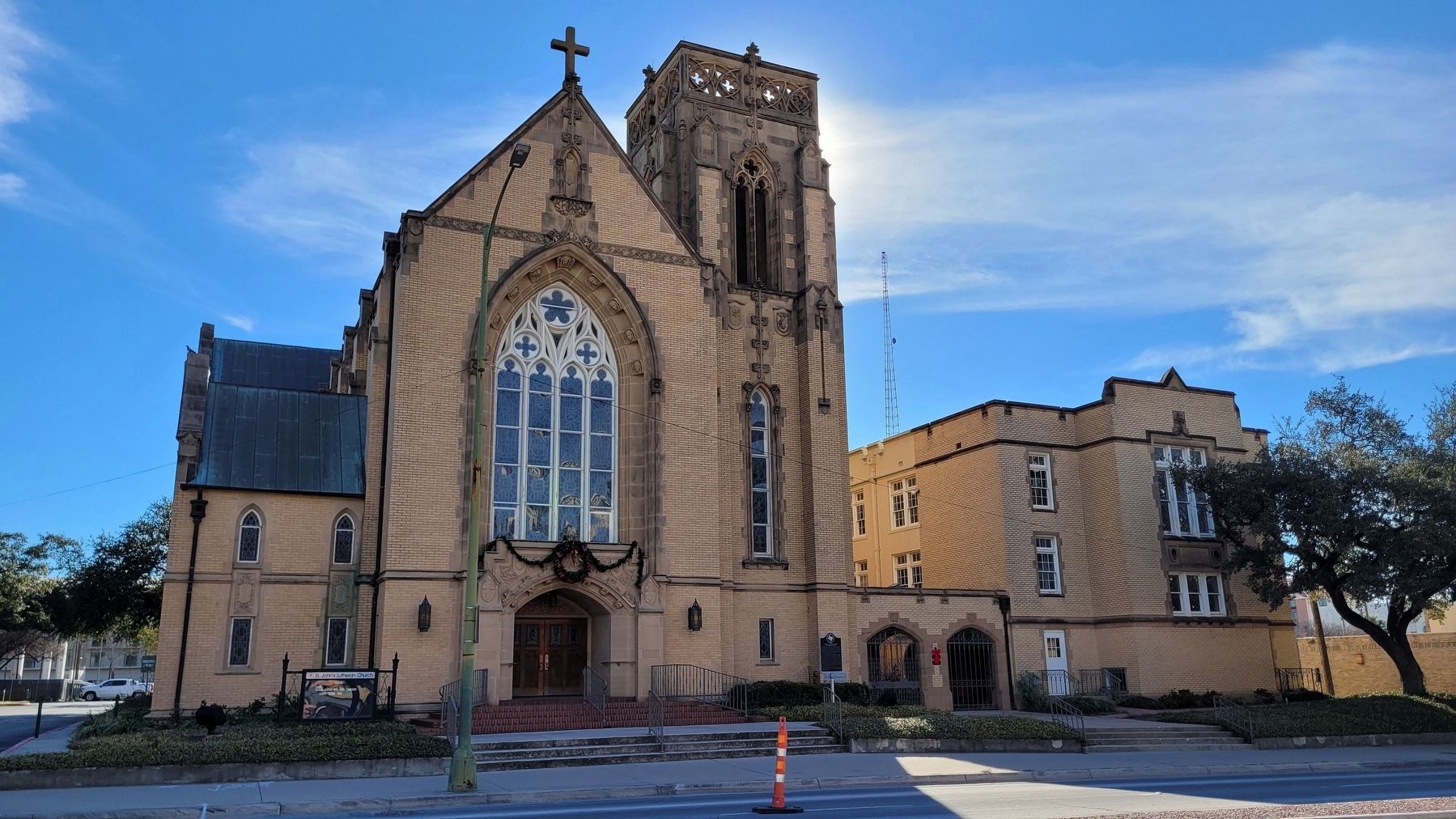 The view of the St. John's Lutheran Church from across the street image. Click for full size.