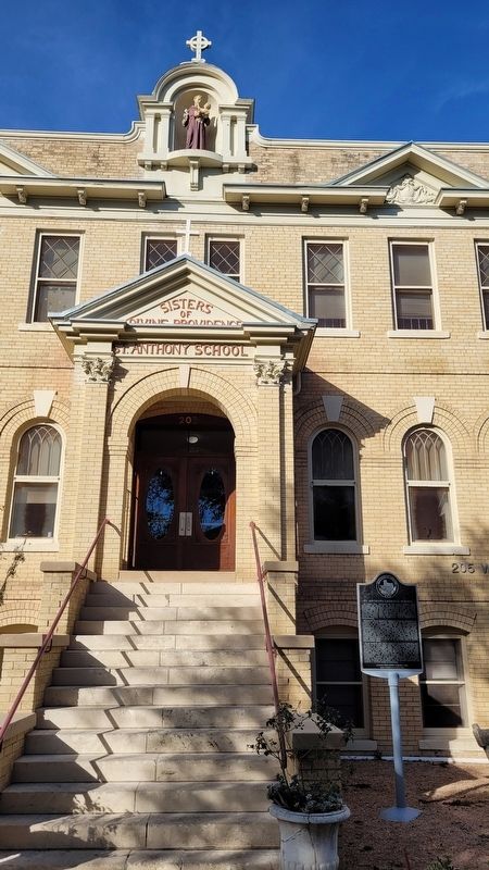 The front entrance to the St. Anthony Catholic School and Marker. Click for full size. The front entrance to the St. Anthony Catholic School and Marker image. Click for full size.