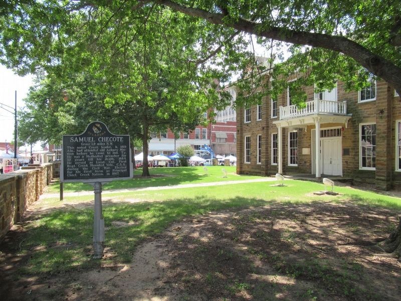 Samuel Checote Marker in front of Creek Capital image. Click for full size.