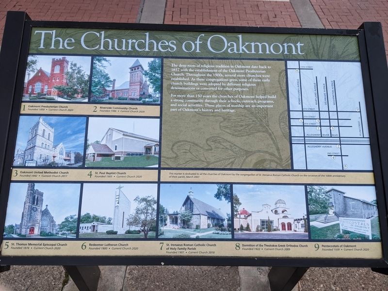 The Churches of Oakmont Marker. Click for full size. The Churches of Oakmont Marker image. Click for full size.