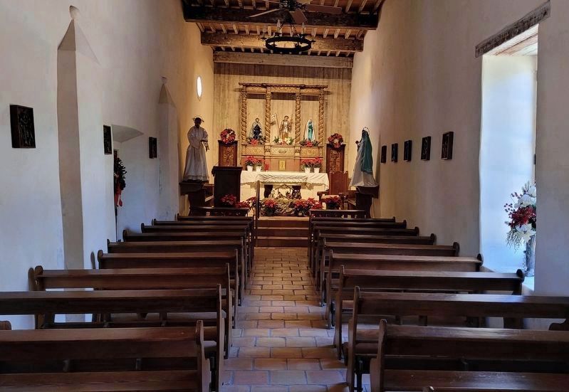 The inside view of the Mission San Juan Church. Click for full size. The inside view of the Mission San Juan Church image. Click for full size.