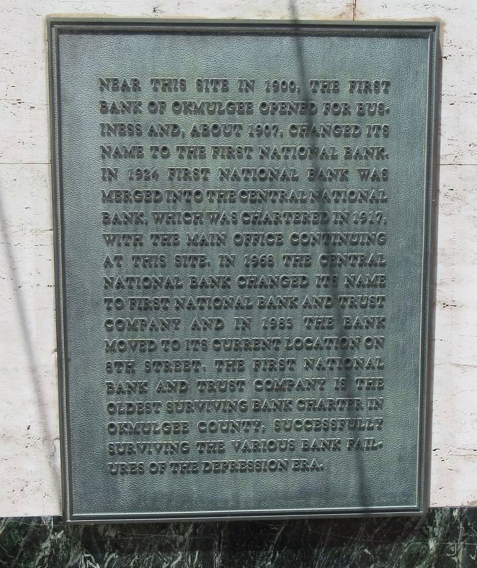 First Bank of Okmulgee Marker image. Click for full size.