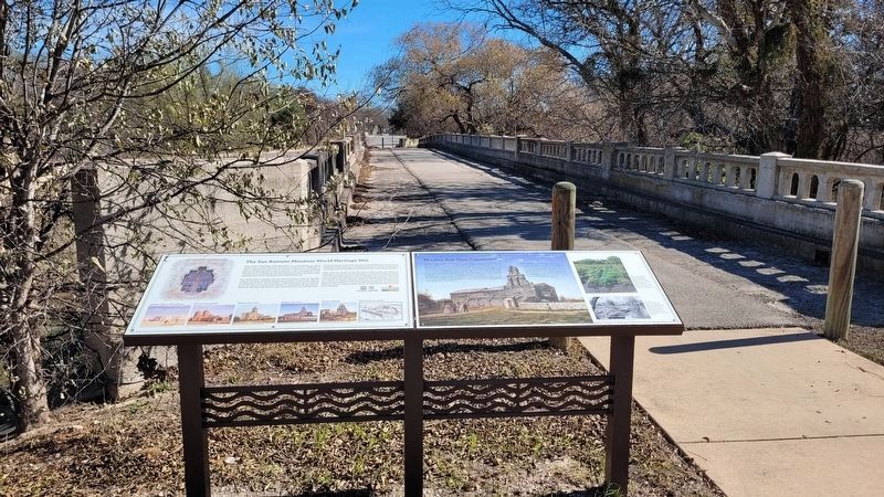 The San Antonio Missions World Heritage Site Marker is the left marker of the two markers image. Click for full size.