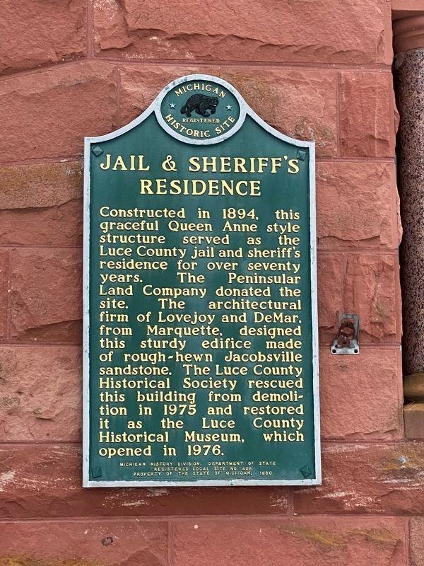Jail and Sheriff's Residence Marker image. Click for full size.