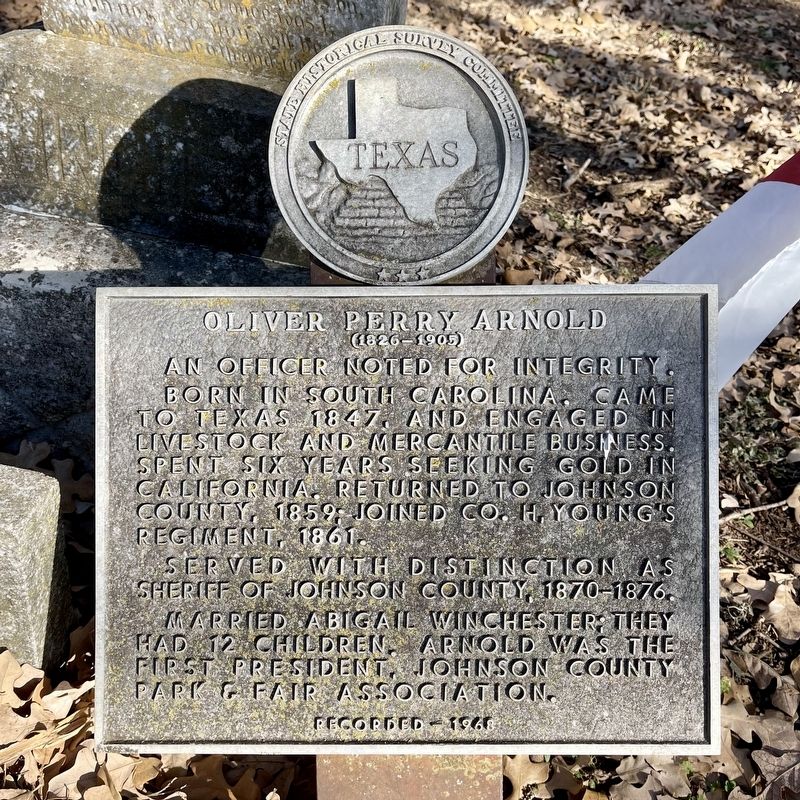 Oliver Perry Arnold Texas Historical Marker. Click for full size. Oliver Perry Arnold Texas Historical Marker image. Click for full size.