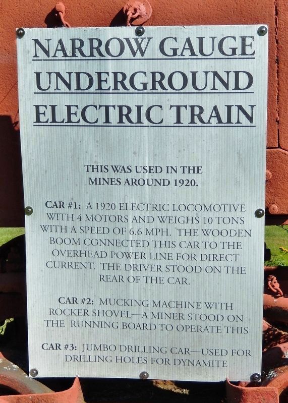 Narrow Gauge Underground Electric Train Marker image. Click for full size.