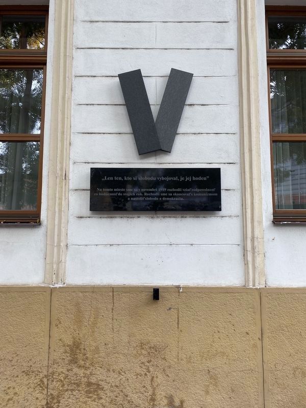 Memorial of the Velvet Revolution Marker - wide view image. Click for full size.