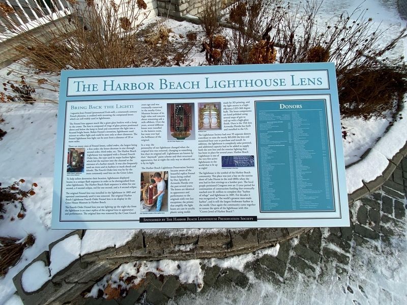 The Harbor Beach Lighthouse Lens Marker. Click for full size. The Harbor Beach Lighthouse Lens Marker image. Click for full size.
