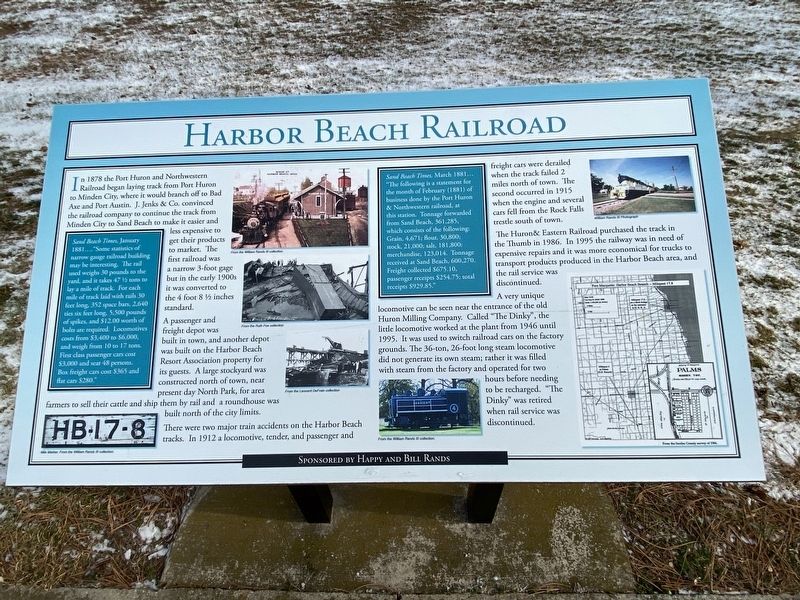 Harbor Beach Railroad Marker image. Click for full size.