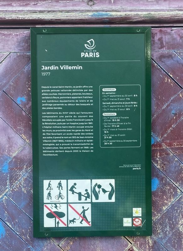 Jardin Villemin Marker. Click for full size. Jardin Villemin Marker image. Click for full size.