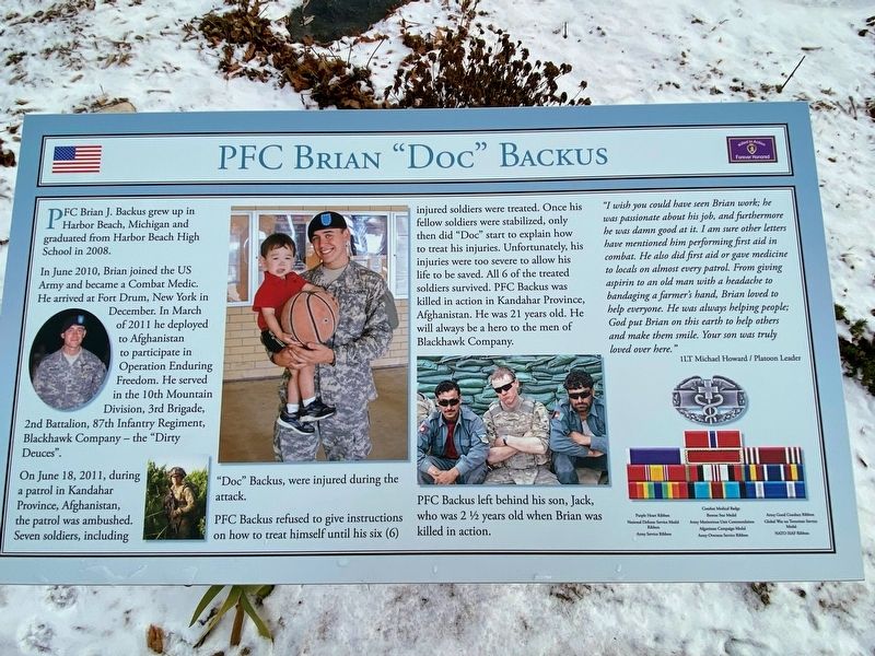 PFC Brian "Doc" Backus Marker image. Click for full size.