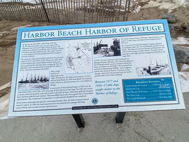 Harbor Beach Harbor of Refuge Marker. Click for full size. Harbor Beach Harbor of Refuge Marker image. Click for full size.