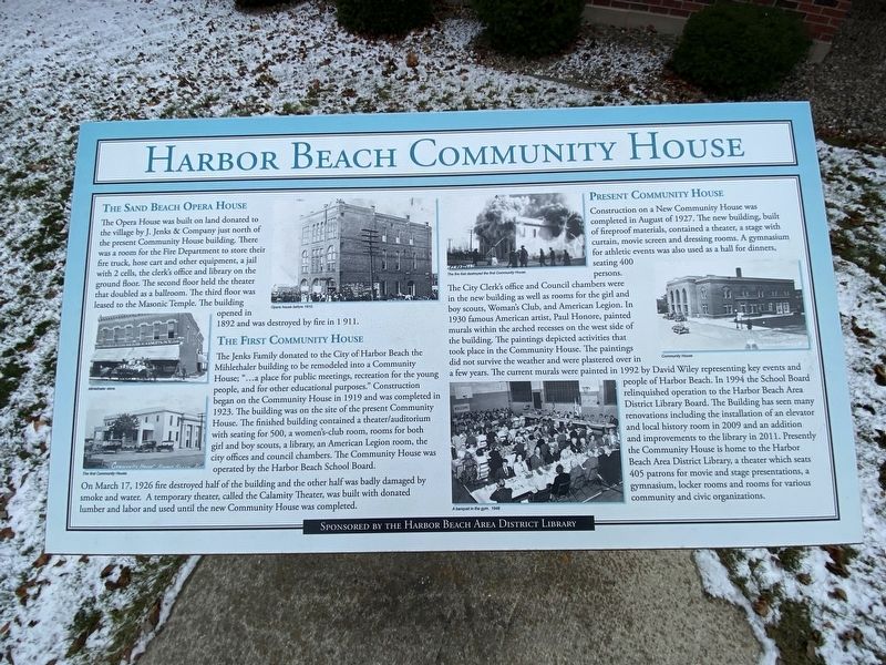 Harbor Beach Community House Marker image. Click for full size.