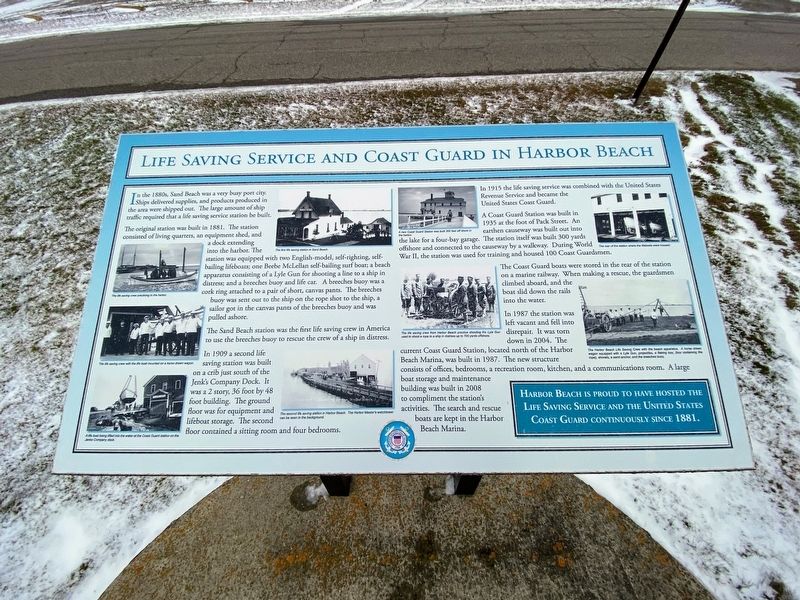 Life Saving Service and Coast Guard in Harbor Beach Marker. Click for full size. Life Saving Service and Coast Guard in Harbor Beach Marker image. Click for full size.
