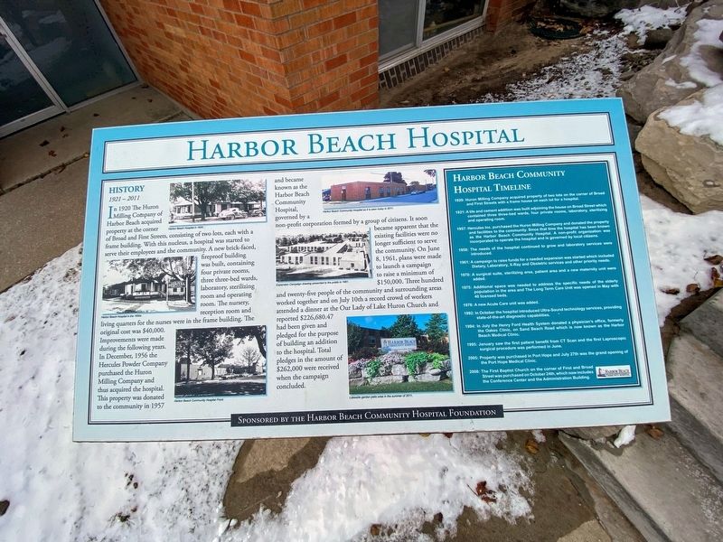 Harbor Beach Hospital Marker image. Click for full size.