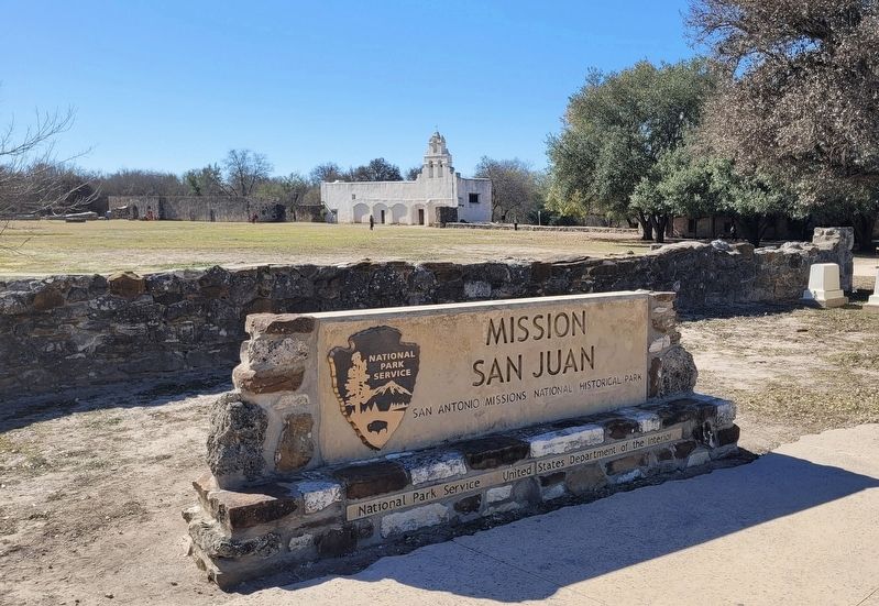 The entrance to the Mission San Juan grounds. Click for full size. The entrance to the Mission San Juan grounds image. Click for full size.