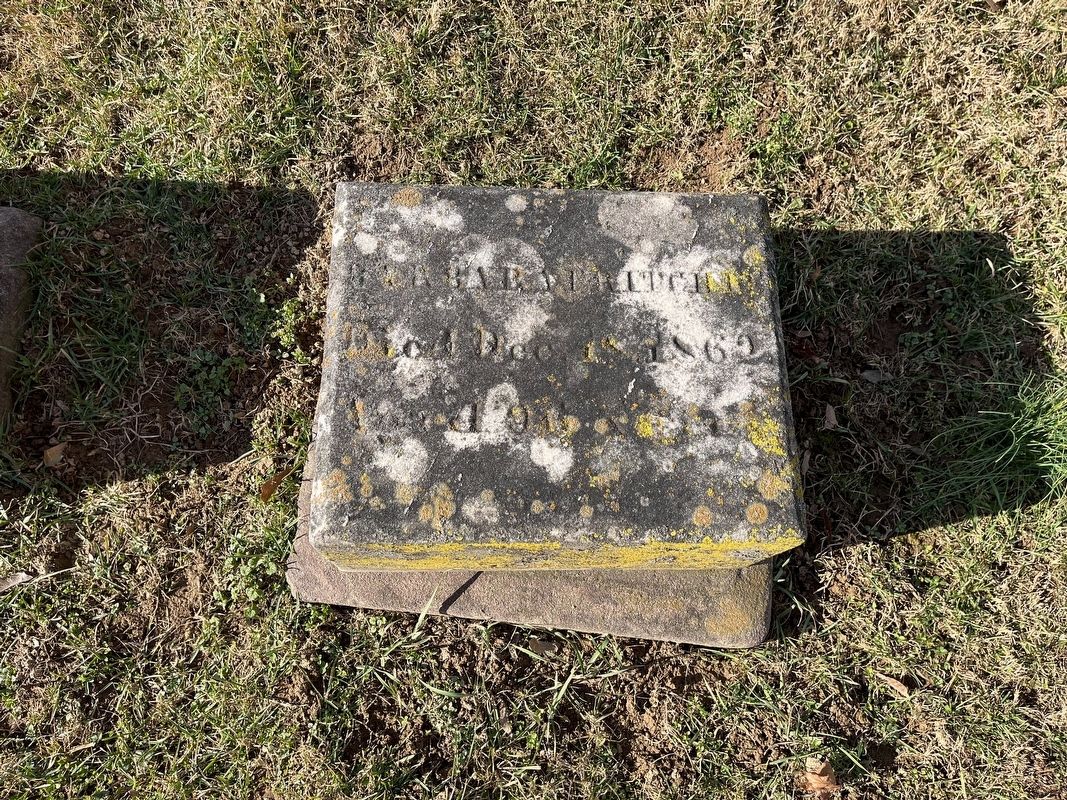Ms. Fritchie's gravestone, immediately in front of the memorial image. Click for full size.