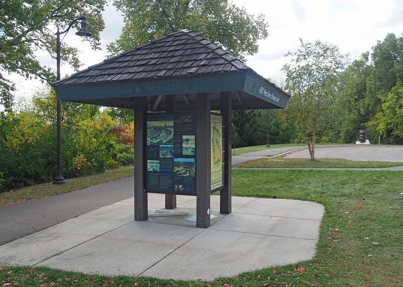 Marker on the paved recreational trail along the Mississippi River. Click for full size. Marker on the paved recreational trail along the Mississippi River image. Click for full size.