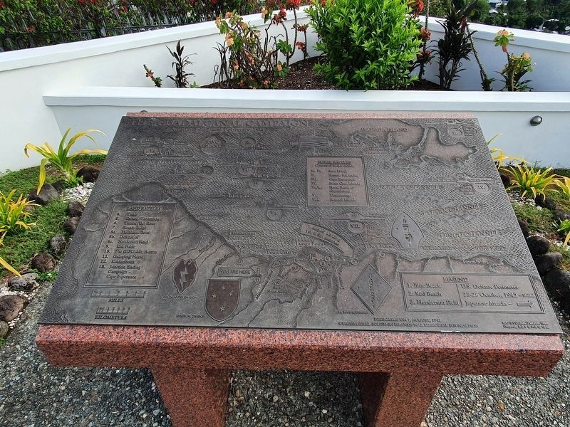 Guadalcanal American Memorial 1992 Map Tablet. Click for full size. Guadalcanal American Memorial 1992 Map Tablet image. Click for full size.