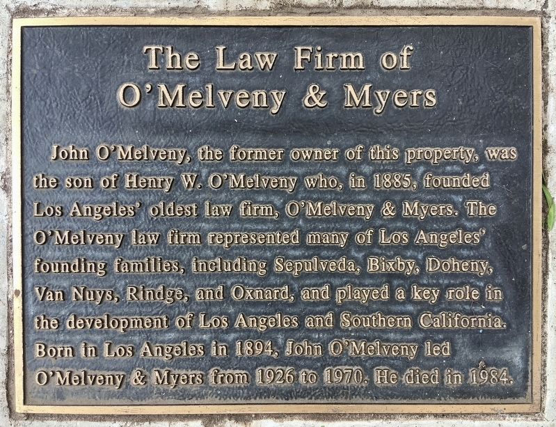 O’Melveny Park Marker. Click for full size. O’Melveny Park Marker image. Click for full size.