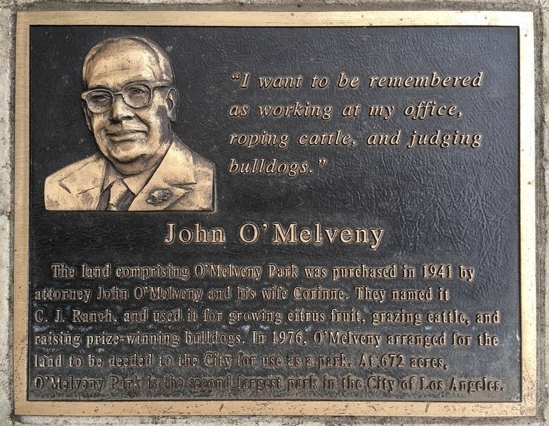 O’Melveny Park Marker. Click for full size. O’Melveny Park Marker image. Click for full size.