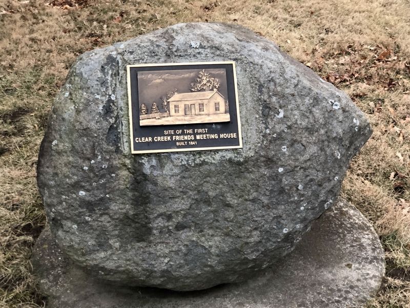 Site of the first Clear Creek Friends Meeting House Marker. Click for full size. Site of the first Clear Creek Friends Meeting House Marker image. Click for full size.