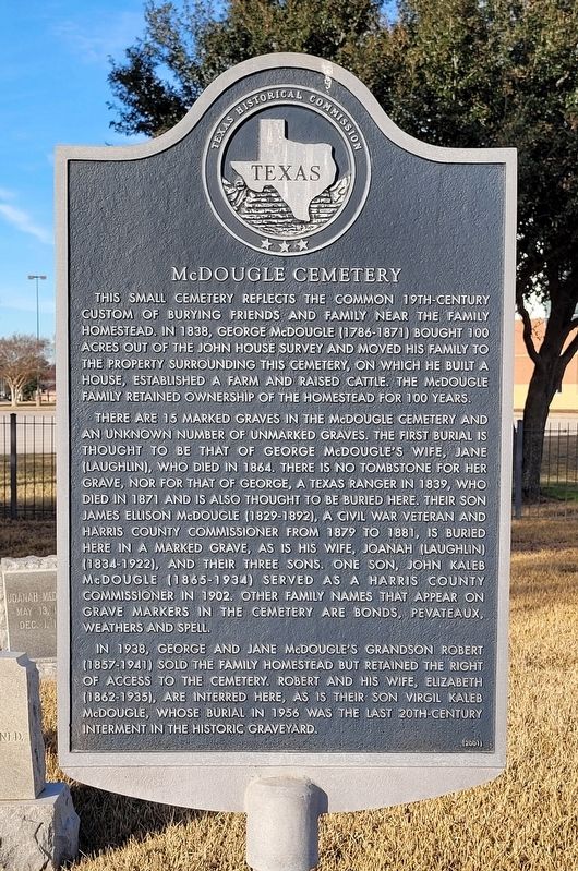 McDougle Cemetery Marker. Click for full size. McDougle Cemetery Marker image. Click for full size.