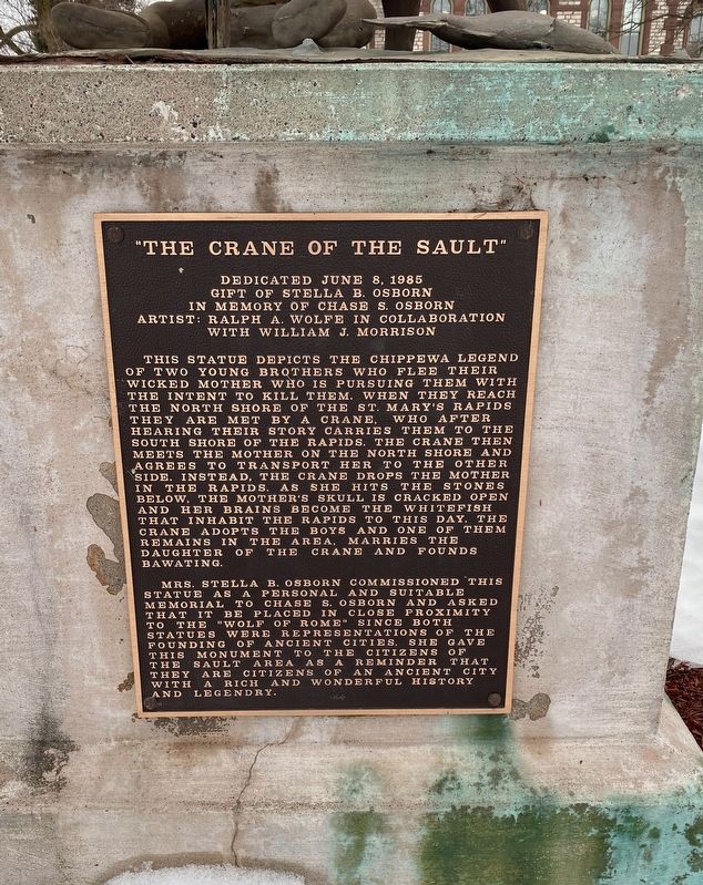 "The Crane of the Sault" Marker. Click for full size. "The Crane of the Sault" Marker image. Click for full size.