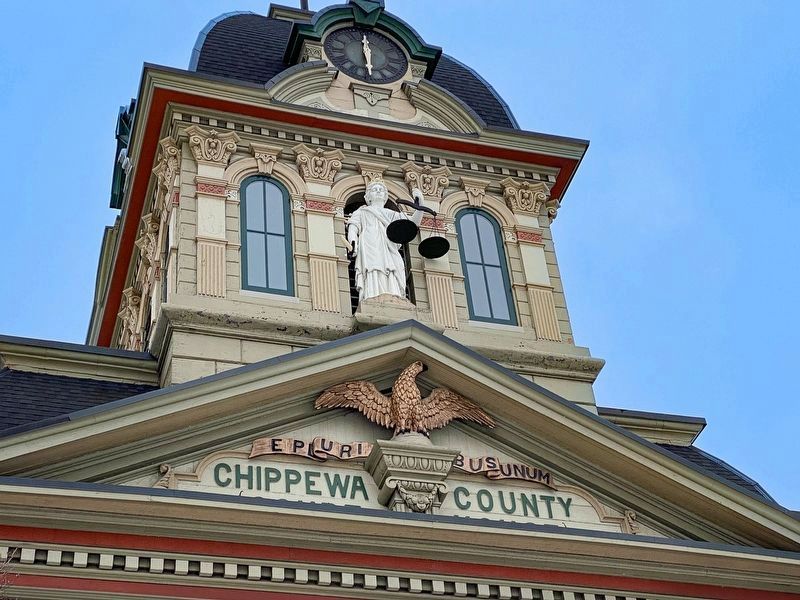 Chippewa County Court House Detail of the upper section above the entrance image. Click for full size.
