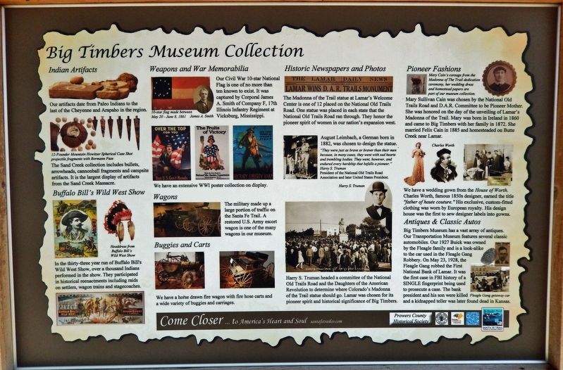 Big Timbers Museum Collection Marker. Click for full size. Big Timbers Museum Collection Marker image. Click for full size.