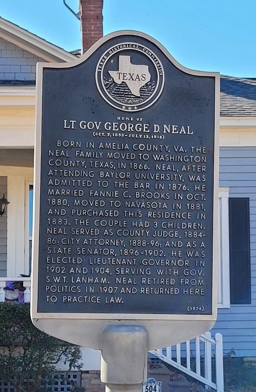 Home of Lt. Gov. George D. Neal Marker image. Click for full size.