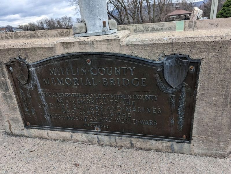 Mifflin County Memorial Bridge Marker. Click for full size. Mifflin County Memorial Bridge Marker image. Click for full size.