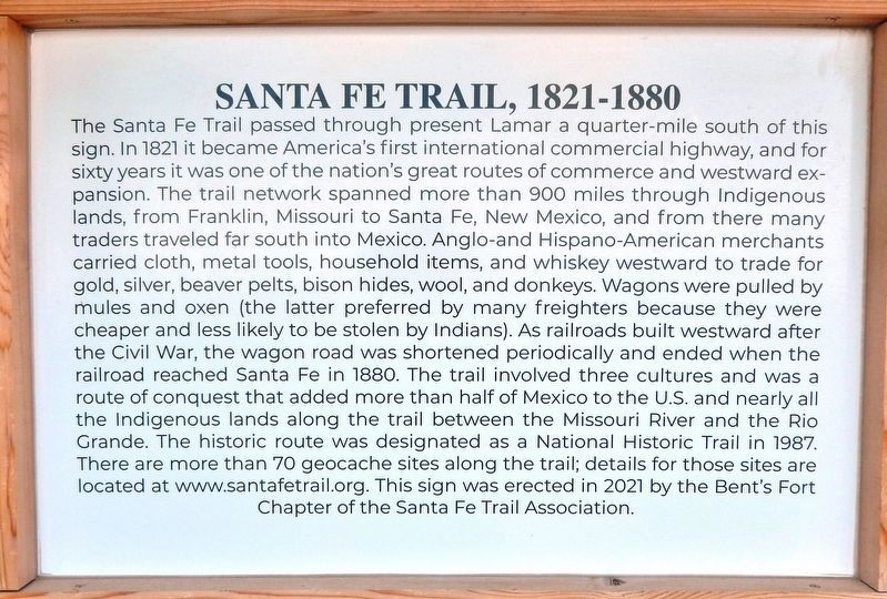 Santa Fe Trail, 1821-1880 Marker image. Click for full size.