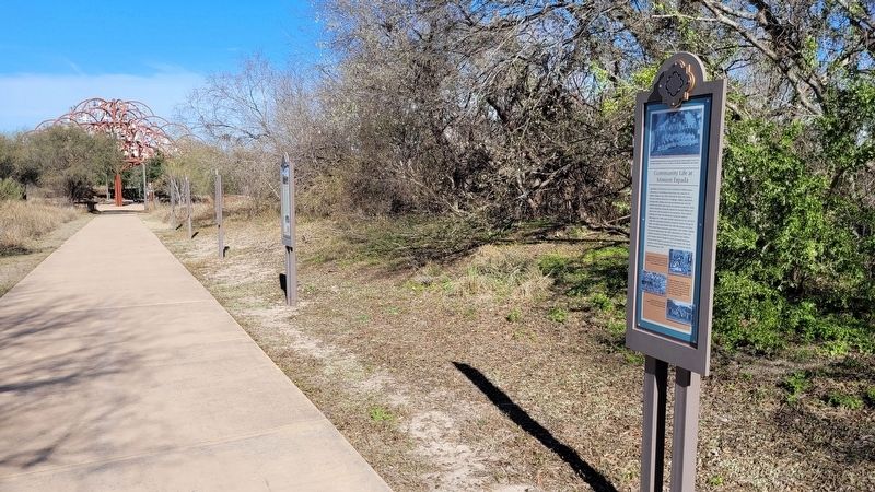 The view of the Community Life at Mission Espada Marker along the River Walk image. Click for full size.