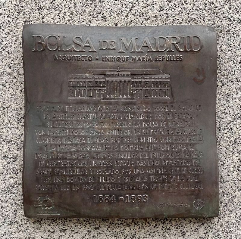 Bolsa de Madrid / The Madrid Exchange Marker image. Click for full size.