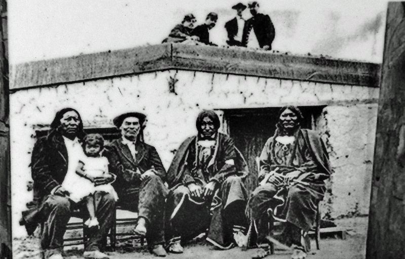Marker detail: William Bent and Indian friends<br>at Bent's Old Fort image. Click for full size.