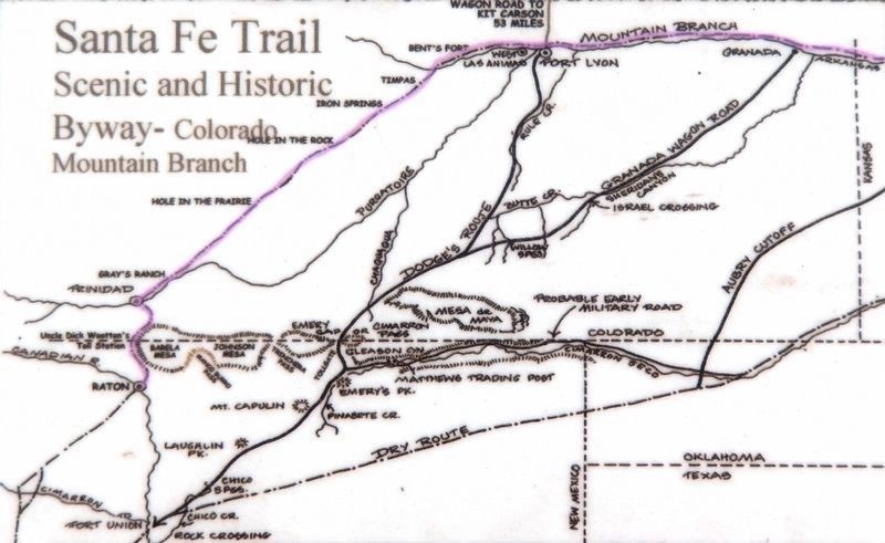 Marker detail: Santa Fe Trail � Colorado Mountain Branch image. Click for full size.