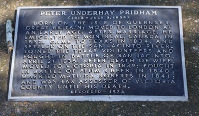 Peter Underhay Pridham Marker image. Click for full size.