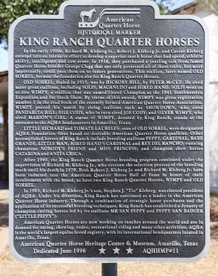 King Ranch Quarter Horses Marker image. Click for full size.