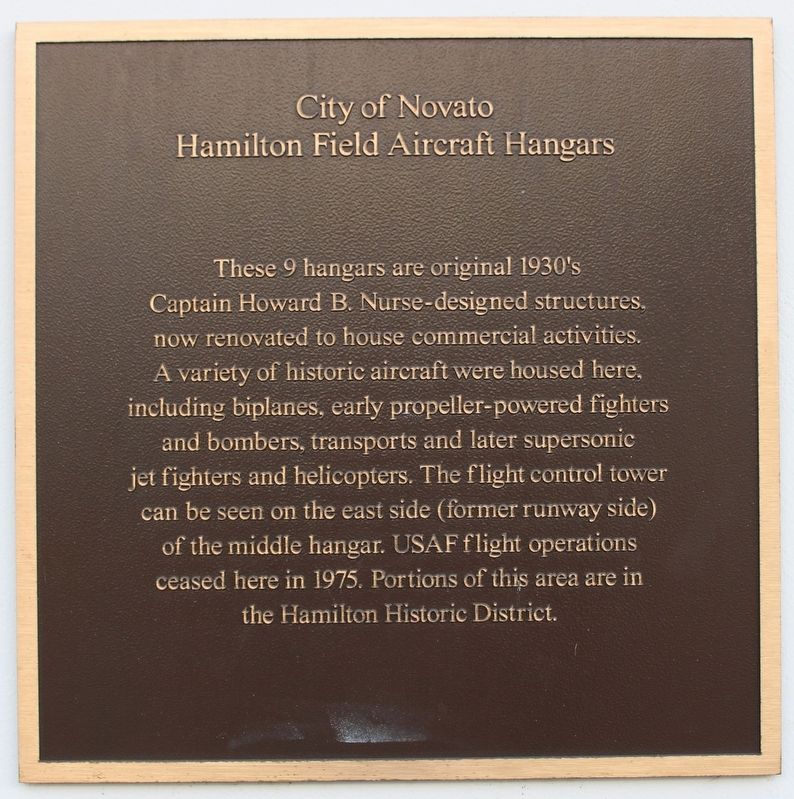 Hamilton Field Aircraft Hangers Marker image. Click for full size.