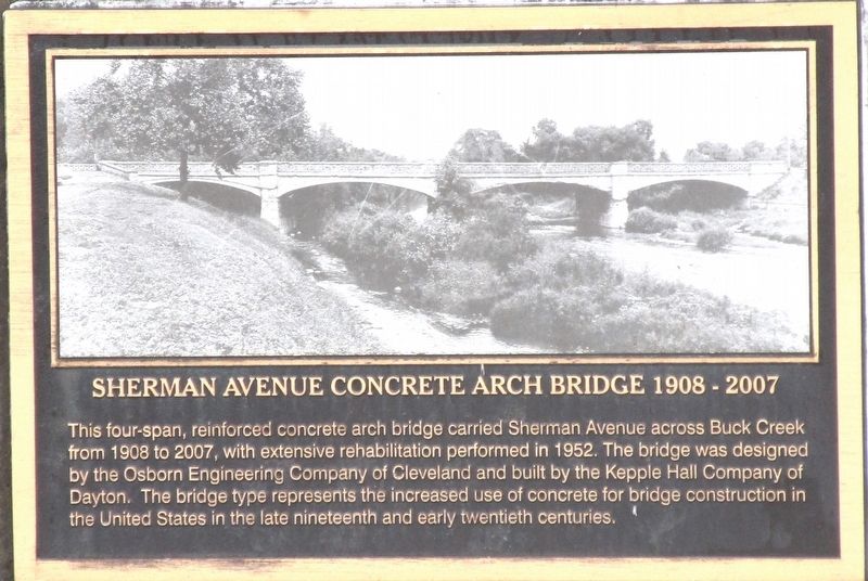 Sherman Avenue Concrete Arch Bridge 1908- 2007 Marker image. Click for full size.