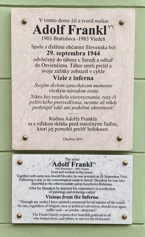 Adolf Frankl Marker image. Click for full size.