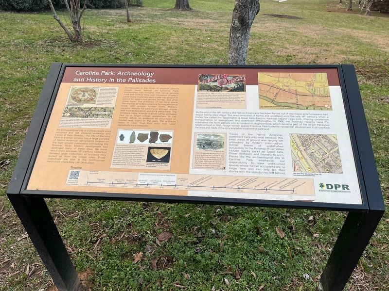 Carolina Park: Archaeology and History in the Palisades Marker. Click for full size. Carolina Park: Archaeology and History in the Palisades Marker image. Click for full size.